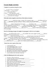 English Worksheet: Present Simple activities 