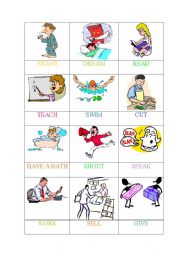 English Worksheet: ACTIONS (6 OF 6) -MEMORY GAME/PELMANISM