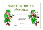 English Worksheet: Saint Patricks Certificate (editable)