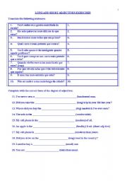 English Worksheet: DEGREE OF ADJECTIVE EXERCISES