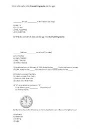 English Worksheet: Present progressive, past progressive, verb