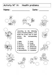 English Worksheet: HEALTH  PROBLEMS