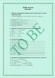 English Worksheet: Verb to be review