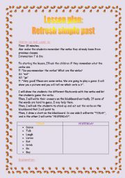 English Worksheet: Lesson plan: refresh simple past