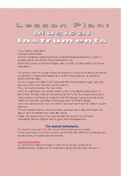 English Worksheet: Lesson plan: musical instruments