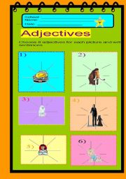 English worksheet: adjectives