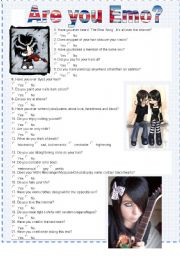 English Worksheet: Are you Emo?