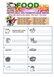 English Worksheet: Food (Countable and Uncountable Nouns)