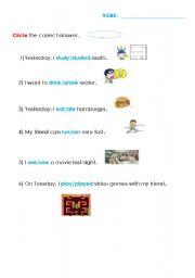 English worksheet: past tense, pt 2