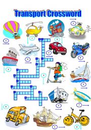 English Worksheet: Transport crossword