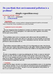 English Worksheet: How to write a simple exposition essay about the environemnt.