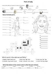 English Worksheet: Parts of body- vocabulary practice