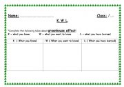 English worksheet: K.W.L chart about Global Warming