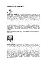English Worksheet: Human Rights Campaigners - Past