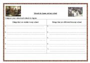 English worksheet: comparison between my school and schools in Japan