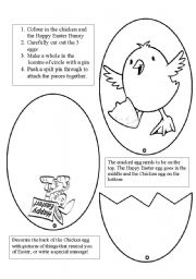 English Worksheet: Easter Egg Card