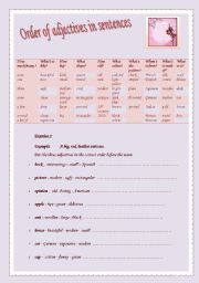 English Worksheet: Order of Adjectives in sentences