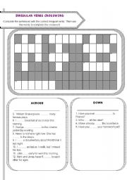 English Worksheet: IRREGULAR VERBS CROSSWORD