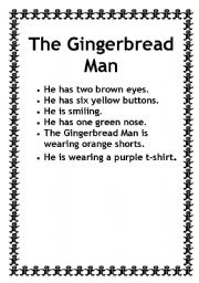 English worksheet: Gingerbread Man Description