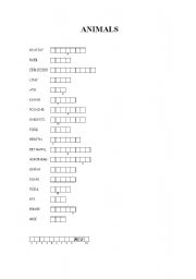 English Worksheet: animals puzzle