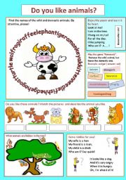 English Worksheet: Do you like animals?