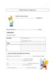 English worksheet: simple present and simple past