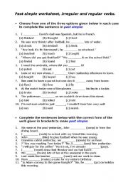 Past simple worksheet, regular & irregular verbs with revision and verb conjugation sheet for students.