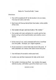 English Worksheet: Swat the Prefix