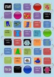 English Worksheet: CLOTHES AND COLORS BOARD GAME