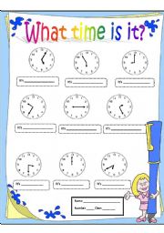 English Worksheet: WHAT TIME IS IT?