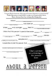 English Worksheet: Writing a Biography