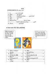 English worksheet: TO BE