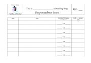 English Worksheet: Individual Reading Log