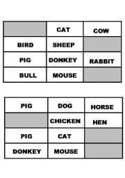 English Worksheet: BINGO FARM ANIMALS