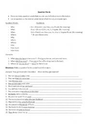 English worksheet: Question Words