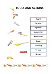 English Worksheet: Tools and actions