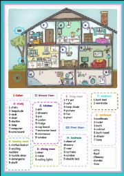 English Worksheet: parts of the house