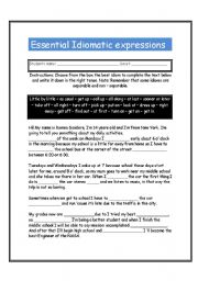 English Worksheet: Idioms (Essential Idiomatic Expressions)