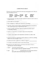 English worksheet: Academic Word List #1 Quiz