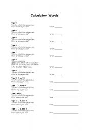 English Worksheet: NUMBERS - WORD CALCULATOR