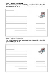 English Worksheet: Writing a postcard