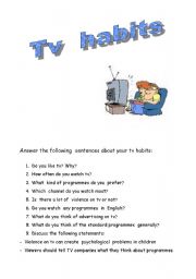 English Worksheet: TV habits