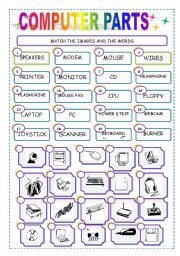 English Worksheet: Computer Parts Match