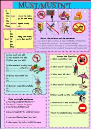 English Worksheet: must /mustnt