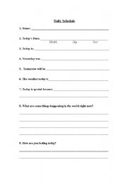 English Worksheet: Daily Schedule Template