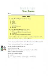 English Worksheet: Revision of tenses