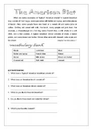 English Worksheet: The American Diet