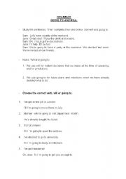 English Worksheet: WILL vs GOING TO