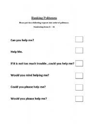 English worksheet: Ranking Politeness