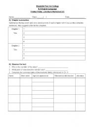 English worksheet: Freaky Friday Ch1-2 